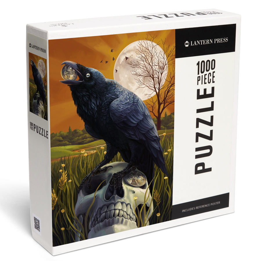 Raven and Skull, Jigsaw Puzzle Puzzle Lantern Press 