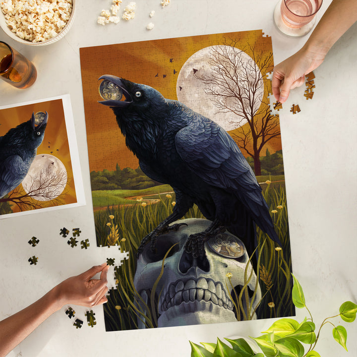 Raven and Skull, Jigsaw Puzzle Puzzle Lantern Press 