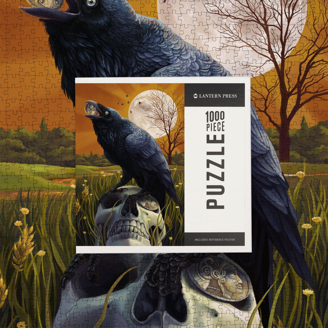 Raven and Skull, Jigsaw Puzzle Puzzle Lantern Press 