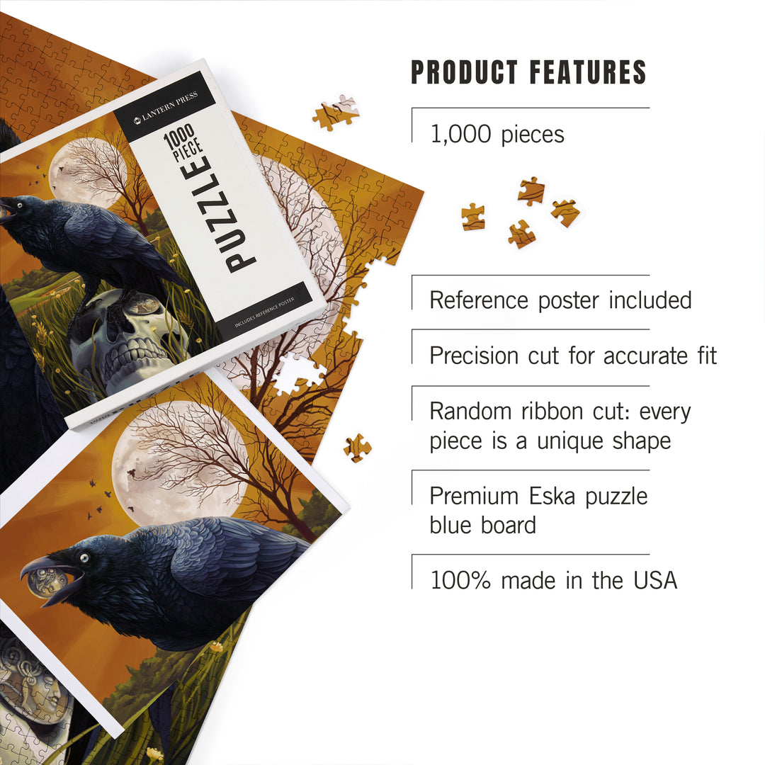 Raven and Skull, Jigsaw Puzzle Puzzle Lantern Press 