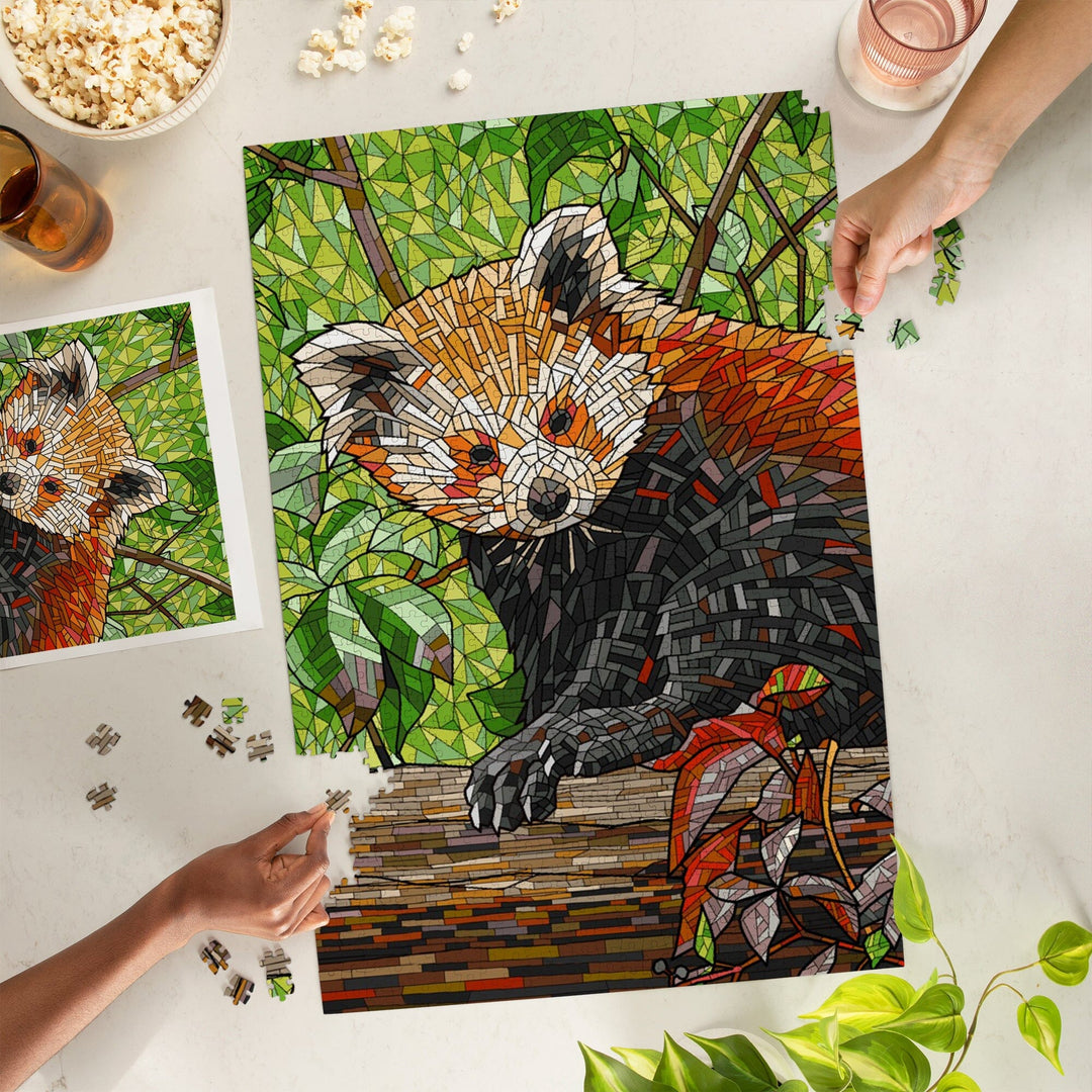 Red Panda, Mosaic, Jigsaw Puzzle Puzzle Lantern Press 