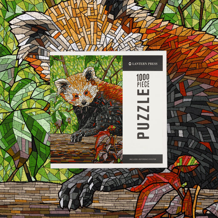 Red Panda, Mosaic, Jigsaw Puzzle Puzzle Lantern Press 