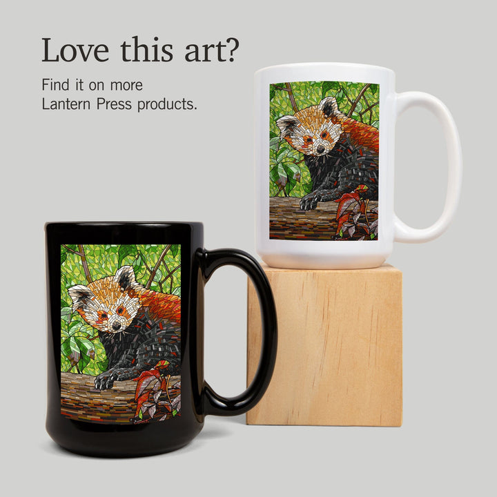 Red Panda, Mosaic, Lantern Press Artwork, Ceramic Mug Mugs Lantern Press 