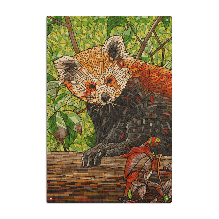 Red Panda, Mosaic, Lantern Press Artwork, Wood Signs and Postcards Wood Lantern Press 10 x 15 Wood Sign 
