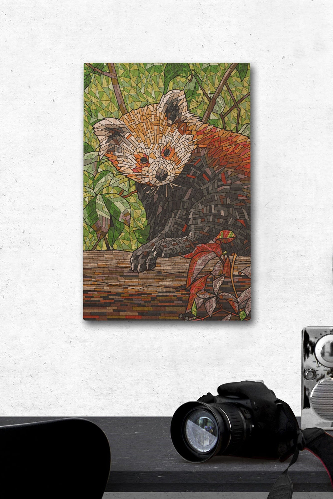 Red Panda, Mosaic, Lantern Press Artwork, Wood Signs and Postcards Wood Lantern Press 12 x 18 Wood Gallery Print 