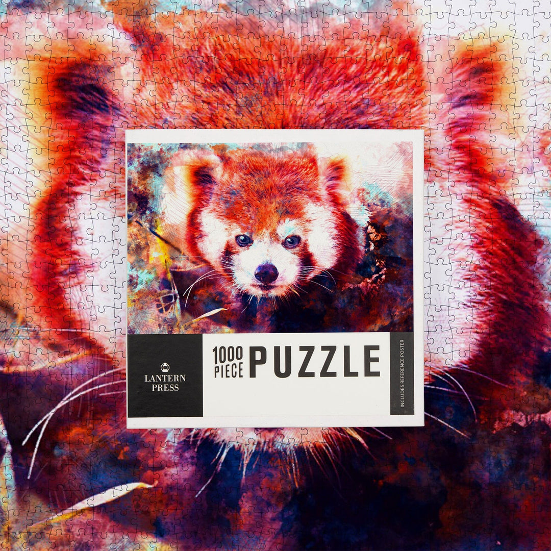 Red Panda, Vibrant Watercolor, Jigsaw Puzzle Puzzle Lantern Press 