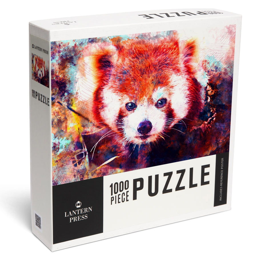 Red Panda, Vibrant Watercolor, Jigsaw Puzzle Puzzle Lantern Press 