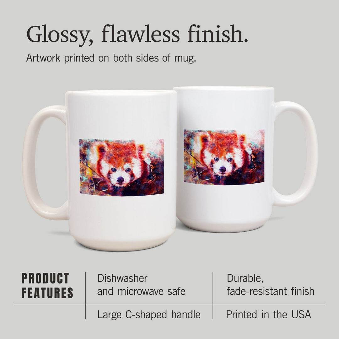 Red Panda, Vibrant Watercolor, Lantern Press Artwork, Ceramic Mug Mugs Lantern Press 