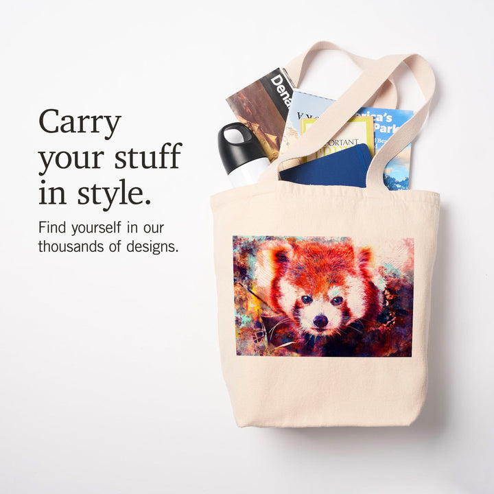 Red Panda, Vibrant Watercolor, Lantern Press Artwork, Tote Bag Totes Lantern Press 