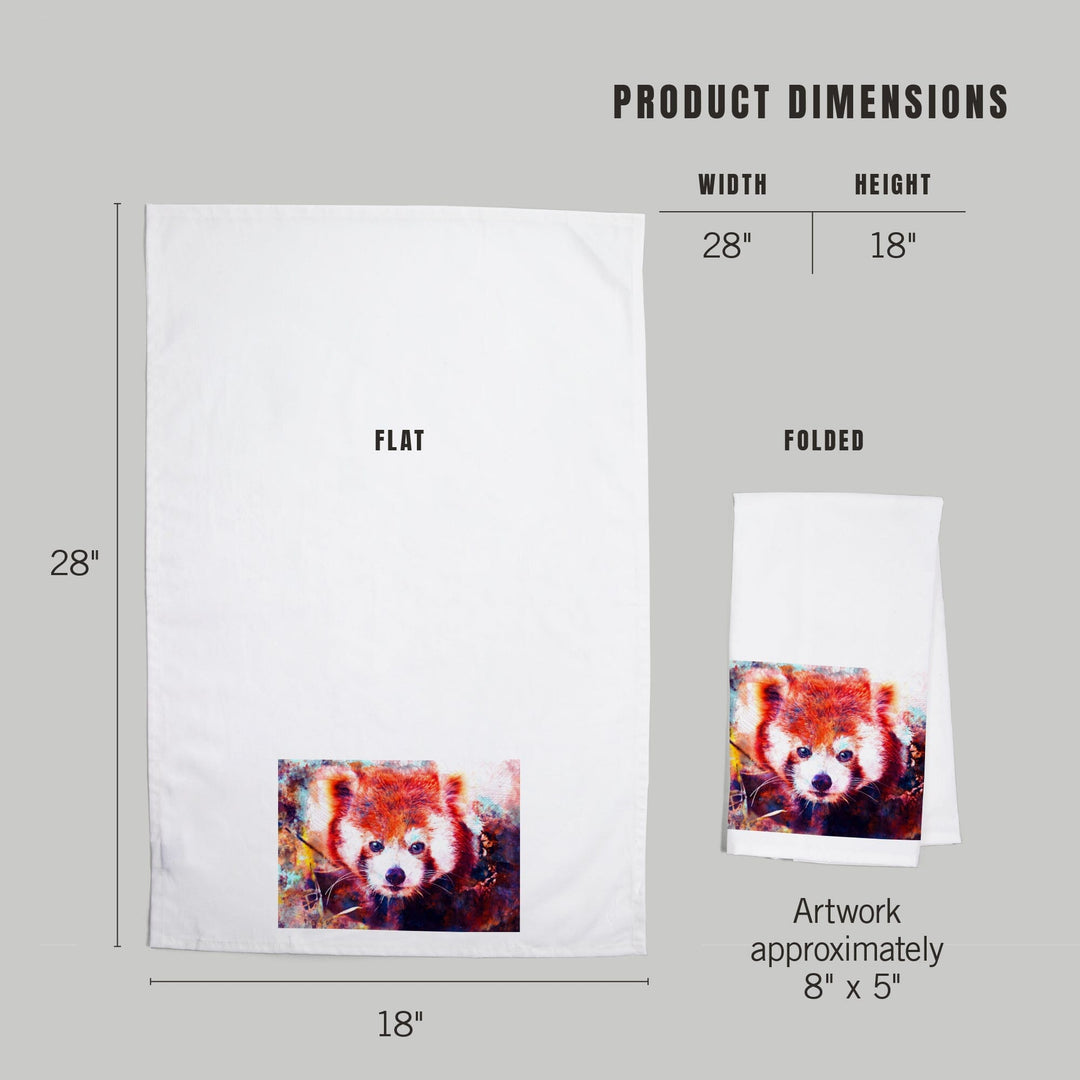 Red Panda, Vibrant Watercolor, Organic Cotton Kitchen Tea Towels Kitchen Lantern Press 