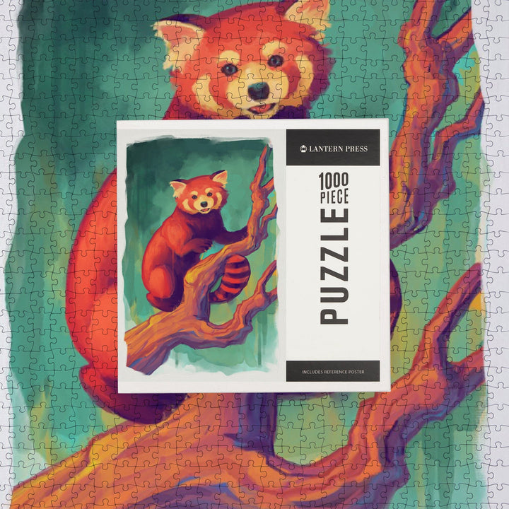 Red Panda, Vivid, Jigsaw Puzzle Puzzle Lantern Press 