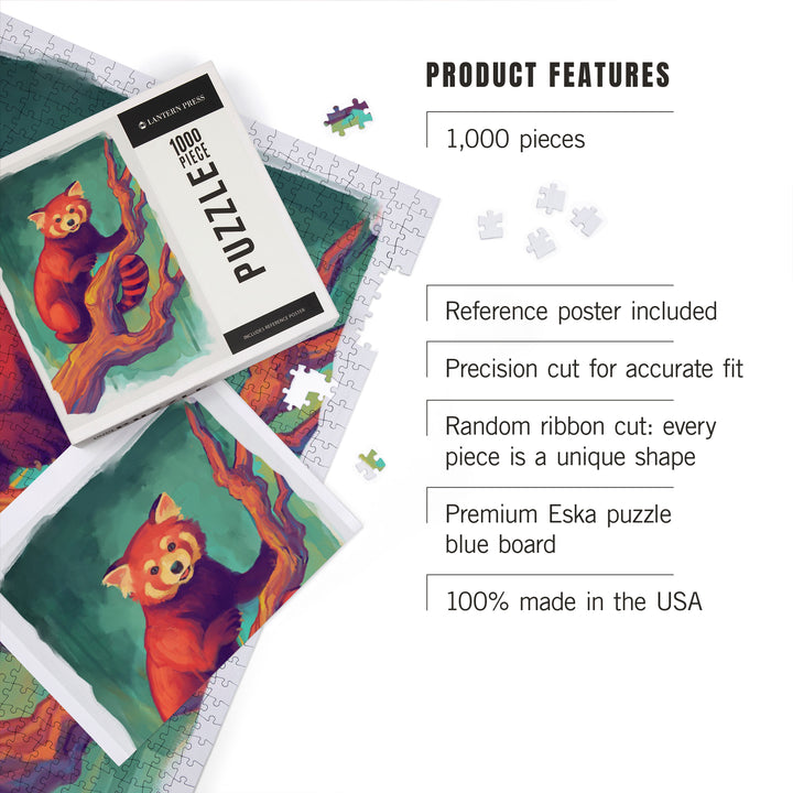 Red Panda, Vivid, Jigsaw Puzzle Puzzle Lantern Press 
