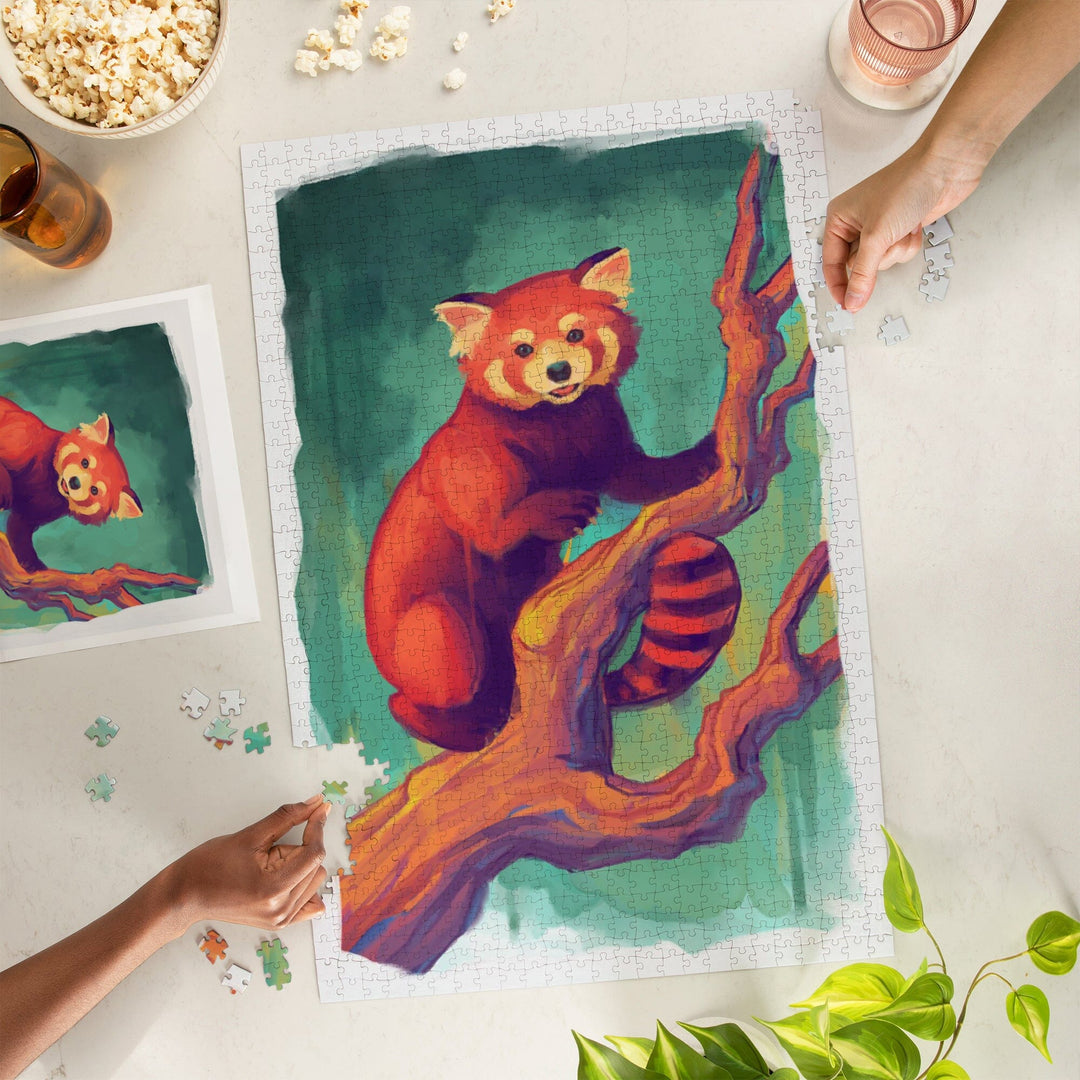 Red Panda, Vivid, Jigsaw Puzzle Puzzle Lantern Press 