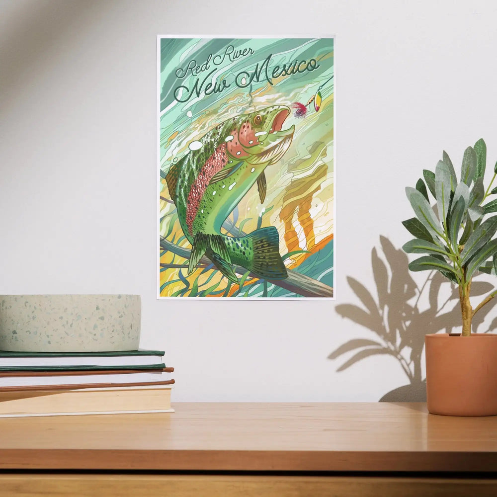 Red River, New Mexico, Get Outside, Fishing, Underwater Trout, Art & Giclee Prints Art Lantern Press 