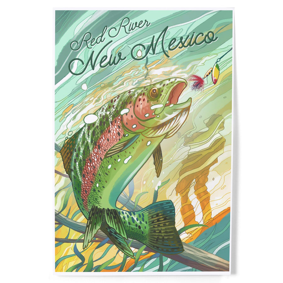 Red River, New Mexico, Get Outside, Fishing, Underwater Trout, Art & Giclee Prints Art Lantern Press 