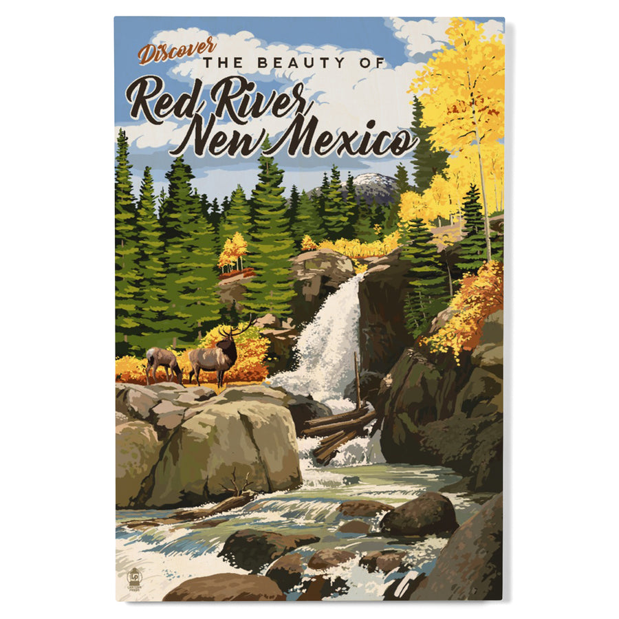 Red River, New Mexico, Painterly, Waterfall, Wood Signs and Postcards Wood Lantern Press 