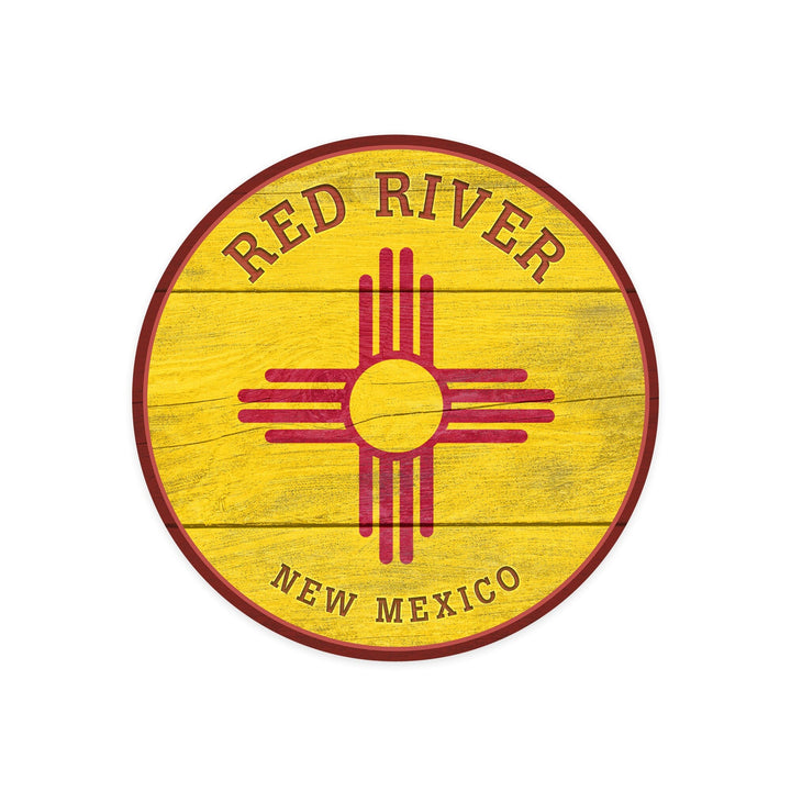 Red River, New Mexico, Rustic New Mexico State Flag, Contour, Lantern Press Artwork, Vinyl Sticker Sticker Lantern Press 