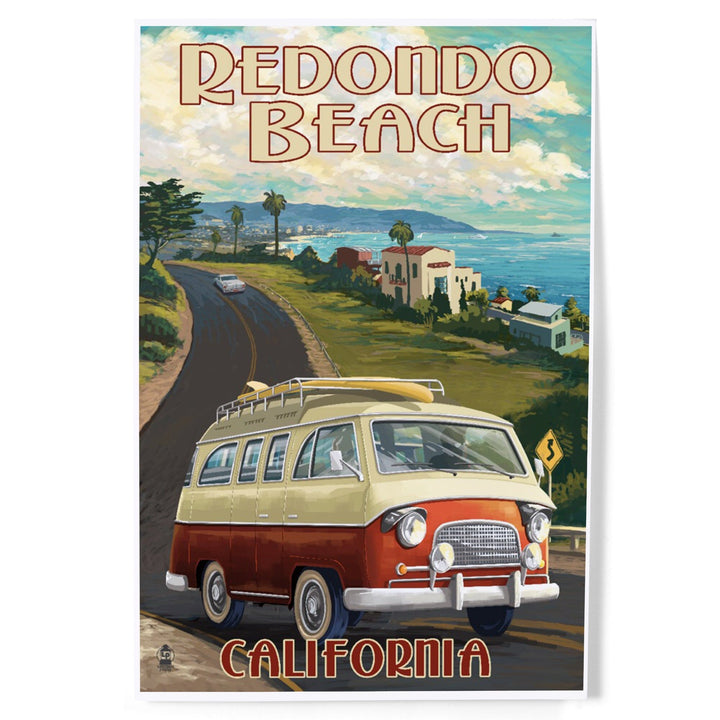 Redondo Beach, California, Camper Van, Art & Giclee Prints Art Lantern Press 