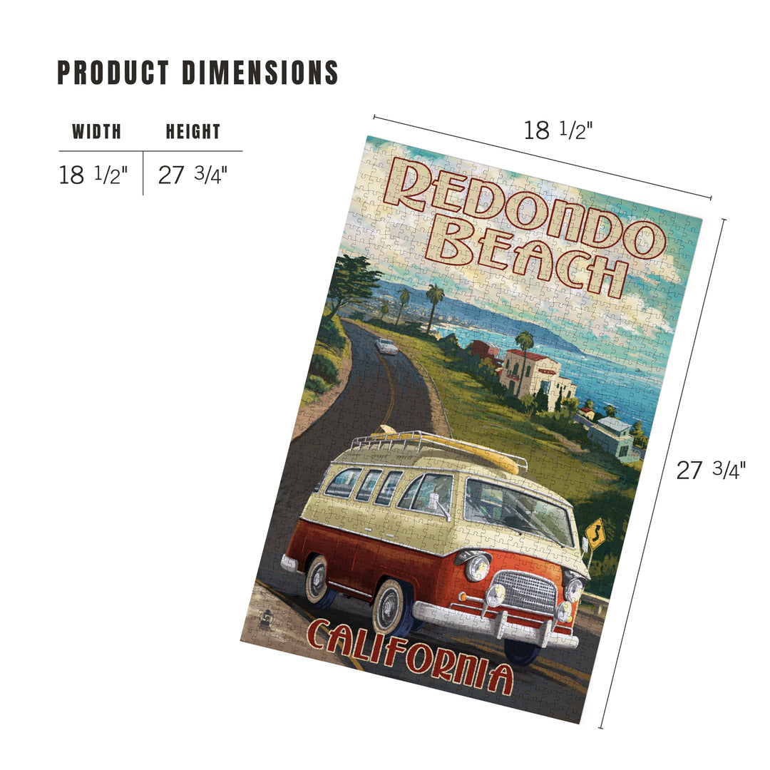Redondo Beach, California, Camper Van, Jigsaw Puzzle Puzzle Lantern Press 