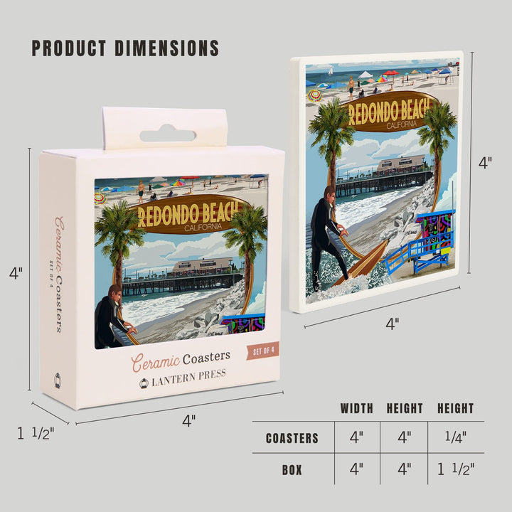 Redondo Beach, California, Montage Scenes, Coasters Coasters Lantern Press 