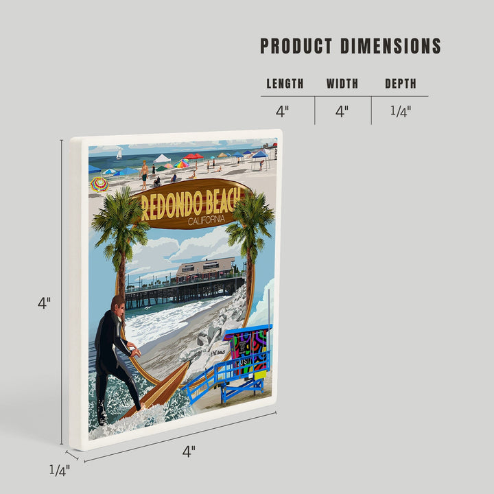 Redondo Beach, California, Montage Scenes, Coasters Coasters Lantern Press 
