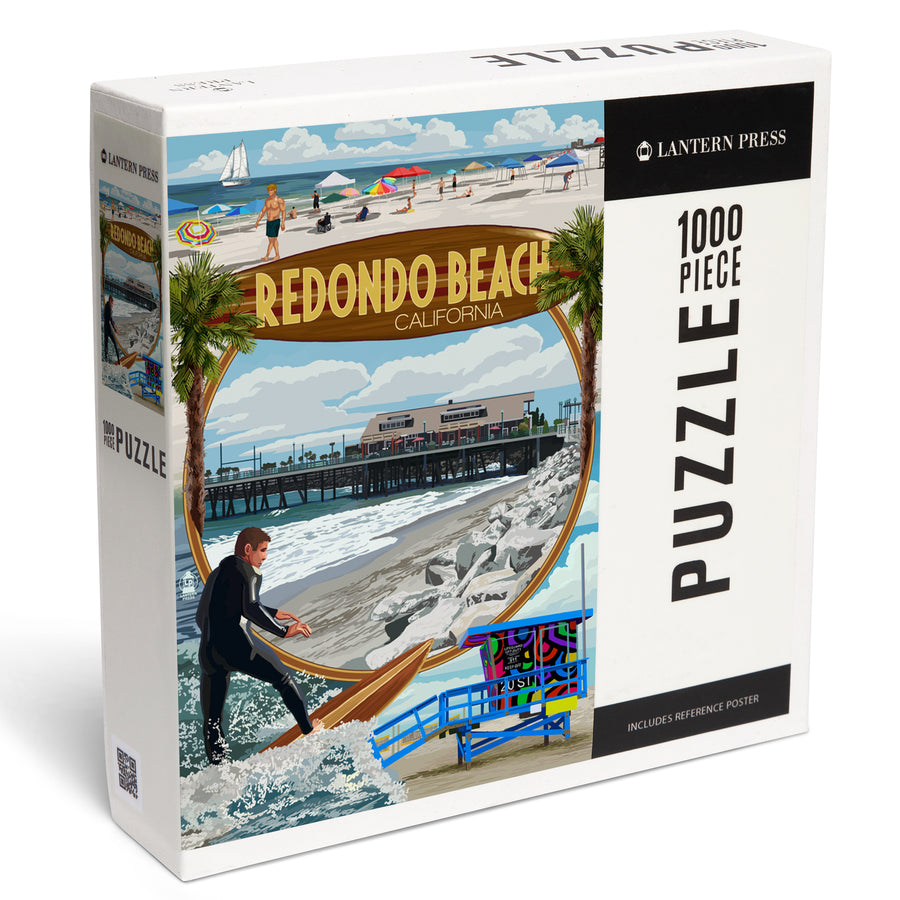 Redondo Beach, California, Montage Scenes, Jigsaw Puzzle Puzzle Lantern Press 
