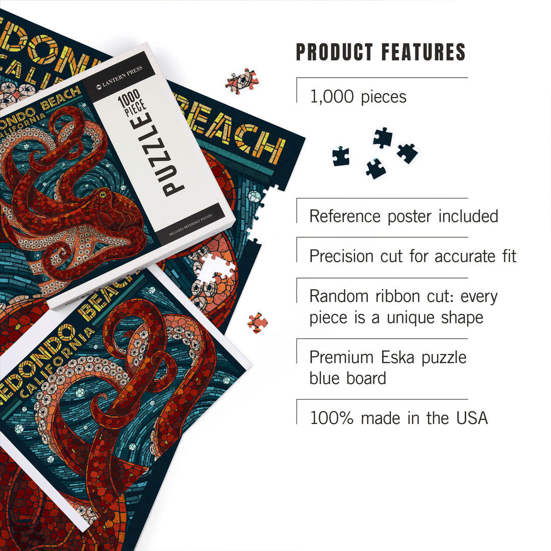 Redondo Beach, California, Octopus Mosaic, Jigsaw Puzzle Puzzle Lantern Press 