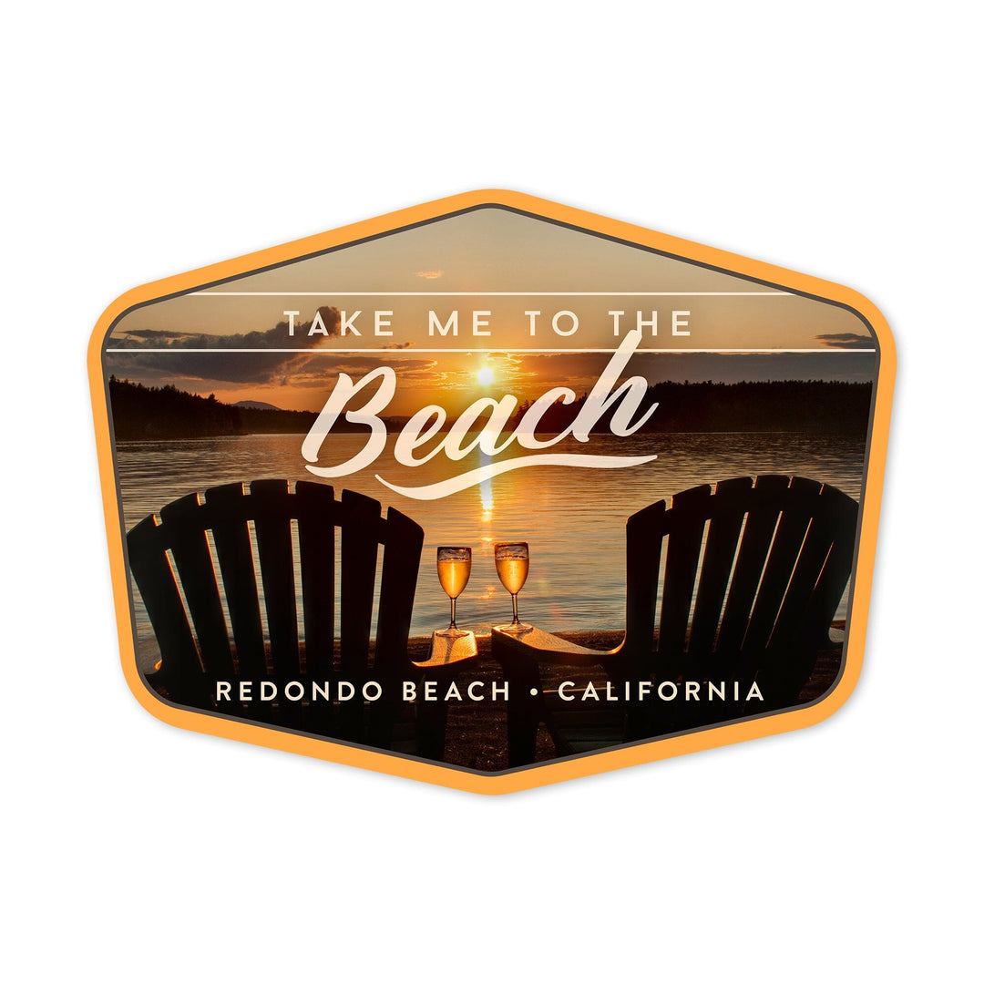 Redondo Beach, California, Take Me to the Beach, Sunset View, Contour, Vinyl Sticker Sticker Lantern Press 