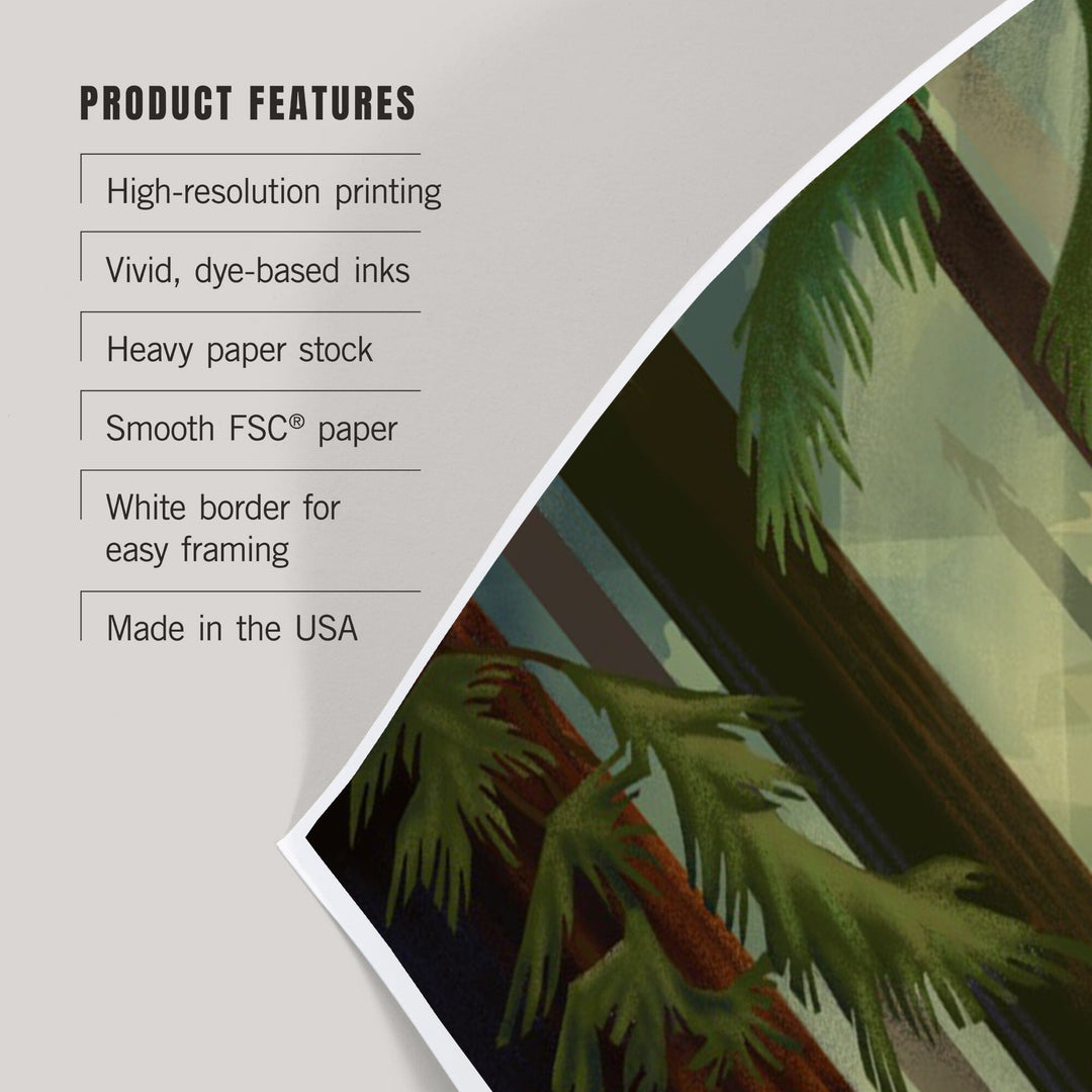 Redwood Forest, Geometric Lithograph, Art & Giclee Prints Art Lantern Press 