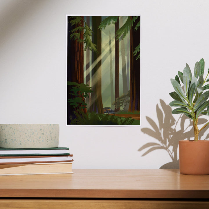 Redwood Forest, Geometric Lithograph, Art & Giclee Prints Art Lantern Press 