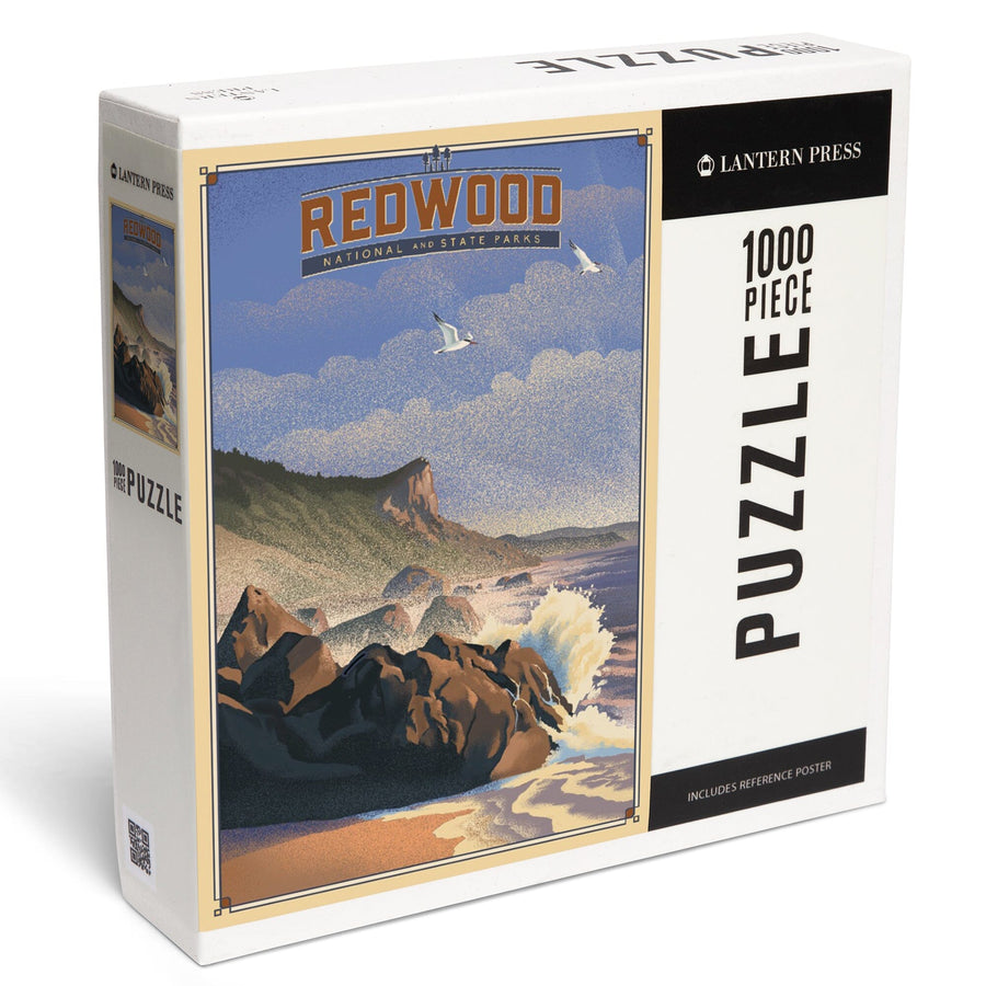 Redwood National and State Parks, California, Lithograph National Park Series, Jigsaw Puzzle Puzzle Lantern Press 