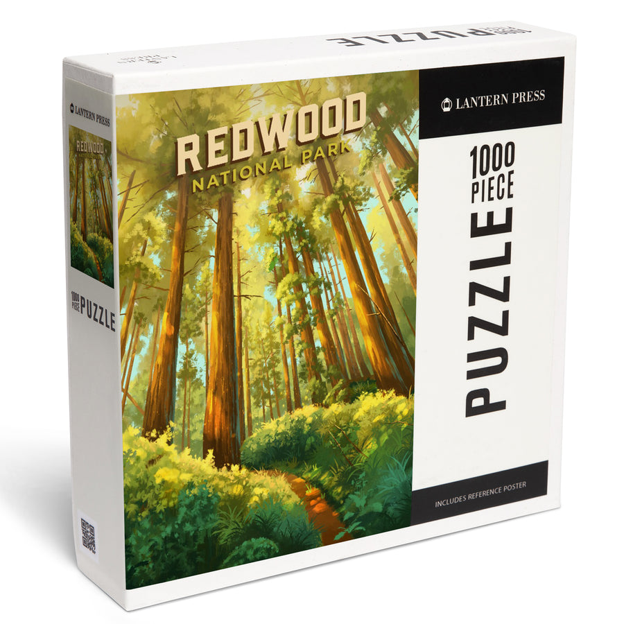 Redwood National and State Parks, California, Oil Painting, Jigsaw Puzzle Puzzle Lantern Press 