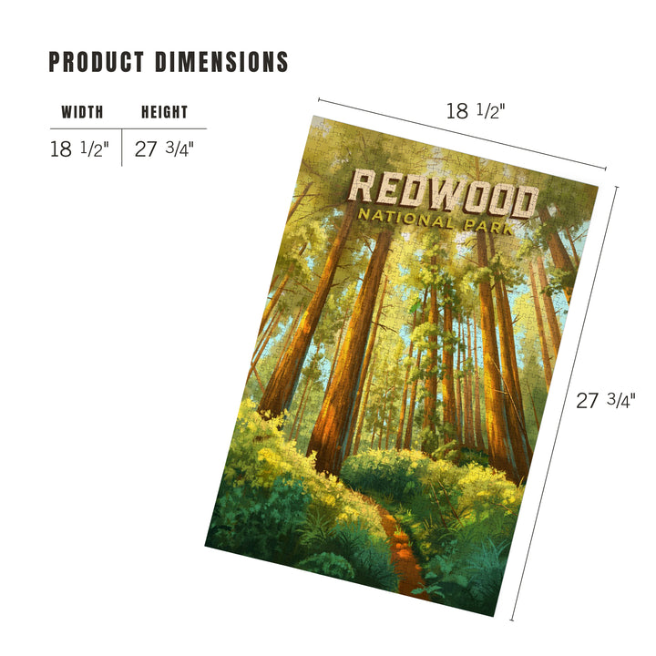 Redwood National and State Parks, California, Oil Painting, Jigsaw Puzzle Puzzle Lantern Press 