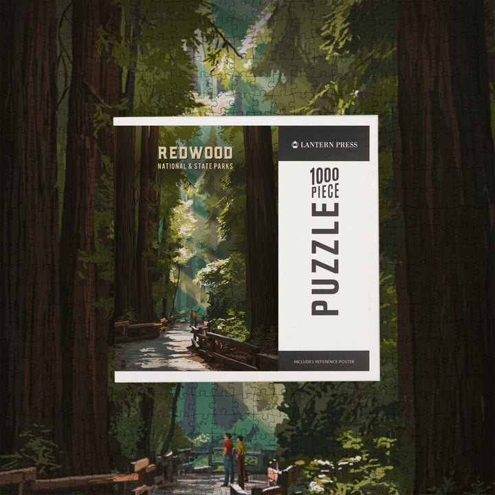 Redwood National and State Parks, California, Painterly National Park Series, Jigsaw Puzzle Puzzle Lantern Press 