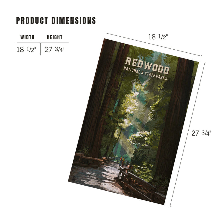 Redwood National and State Parks, California, Painterly National Park Series, Jigsaw Puzzle Puzzle Lantern Press 