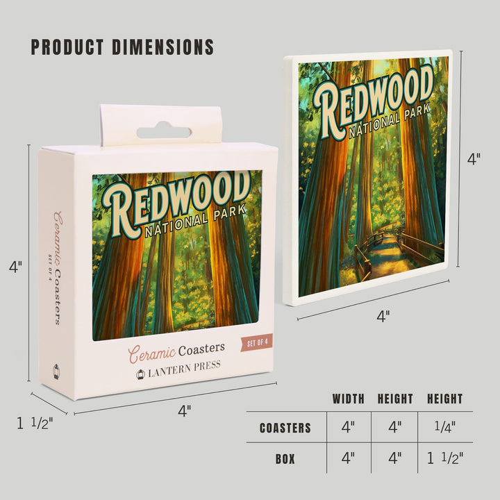 Redwood National Park, California, Oil Painting, Coasters Coasters Lantern Press 