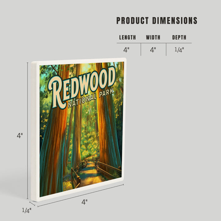 Redwood National Park, California, Oil Painting, Coasters Coasters Lantern Press 