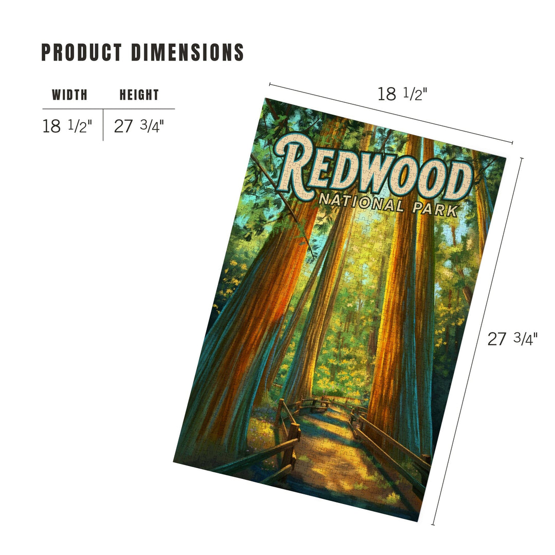 Redwood National Park, California, Oil Painting, Jigsaw Puzzle Puzzle Lantern Press 