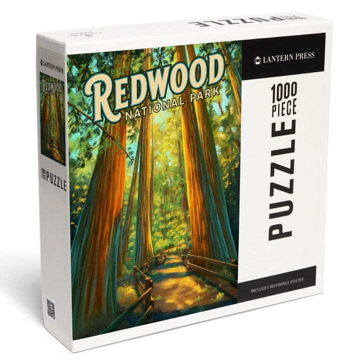 Redwood National Park, California, Oil Painting, Jigsaw Puzzle Puzzle Lantern Press 