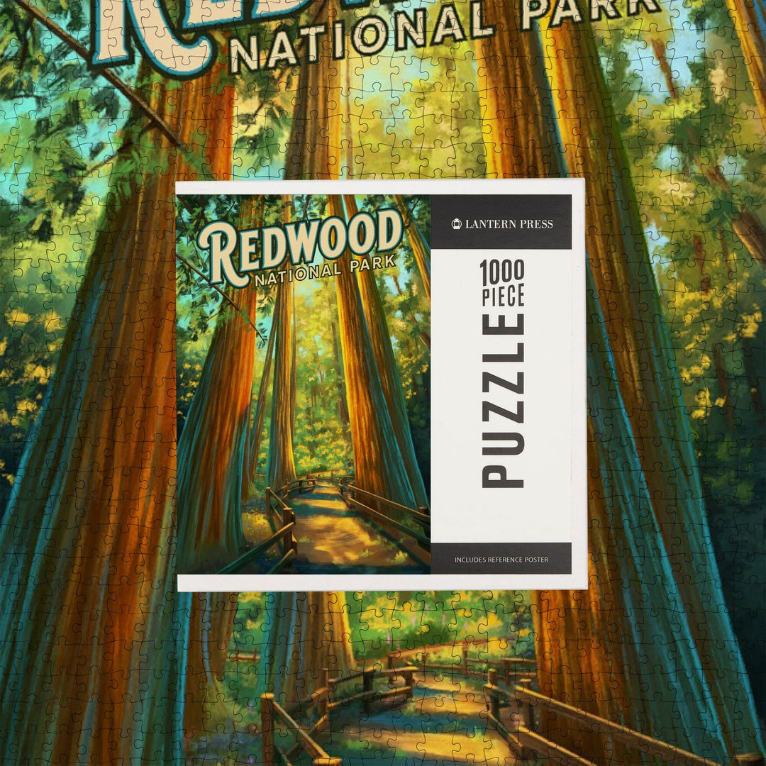 Redwood National Park, California, Oil Painting, Jigsaw Puzzle Puzzle Lantern Press 