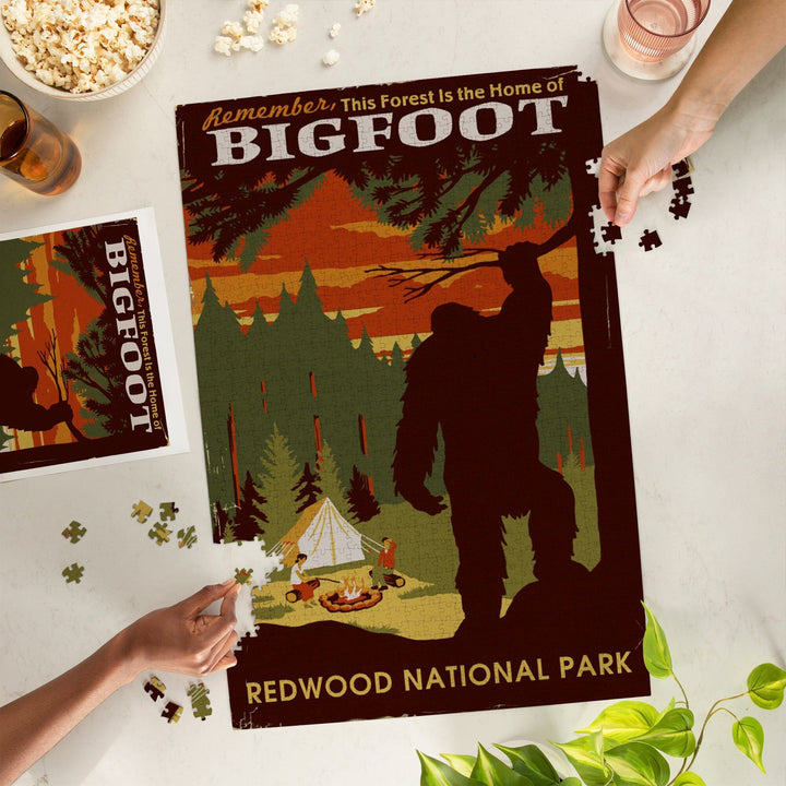 Redwood National Park, Home of Bigfoot, Jigsaw Puzzle Puzzle Lantern Press 