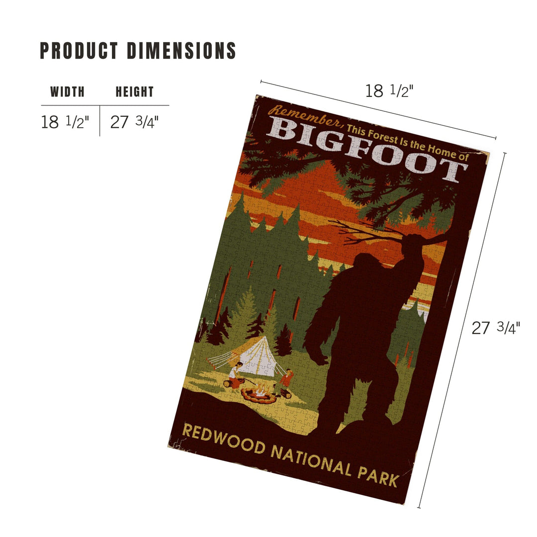 Redwood National Park, Home of Bigfoot, Jigsaw Puzzle Puzzle Lantern Press 