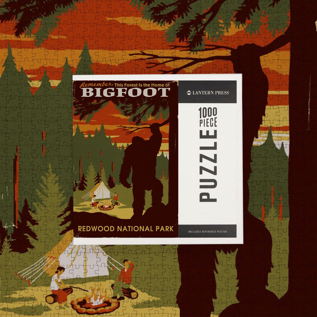 Redwood National Park, Home of Bigfoot, Jigsaw Puzzle Puzzle Lantern Press 