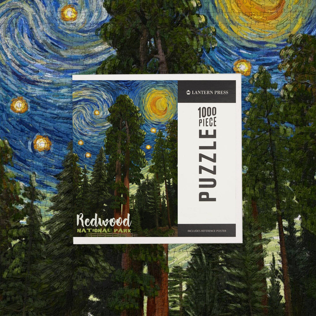 Redwood National Park, Starry Night National Park Series, Jigsaw Puzzle Puzzle Lantern Press 