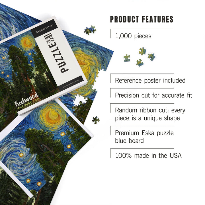 Redwood National Park, Starry Night National Park Series, Jigsaw Puzzle Puzzle Lantern Press 