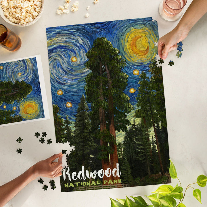 Redwood National Park, Starry Night National Park Series, Jigsaw Puzzle Puzzle Lantern Press 