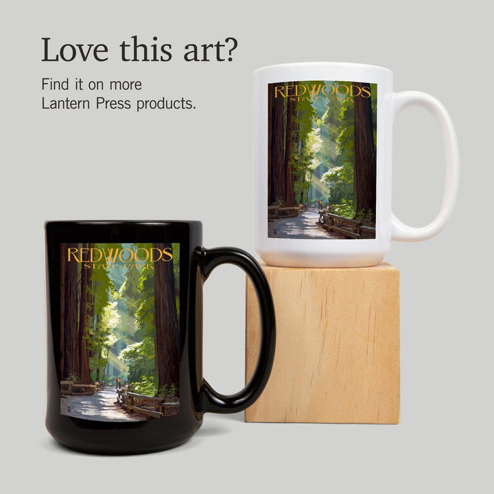 Redwoods Park, California, Pathway in Trees, Ceramic Mug Mugs Lantern Press 