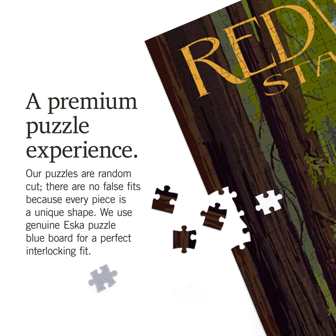 Redwoods Park, California, Pathway in Trees, Jigsaw Puzzle Puzzle Lantern Press 