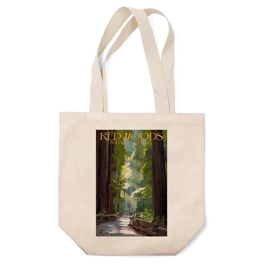 Redwoods Park, California, Pathway in Trees, Lantern Press Artwork, Tote Bag Totes Lantern Press 