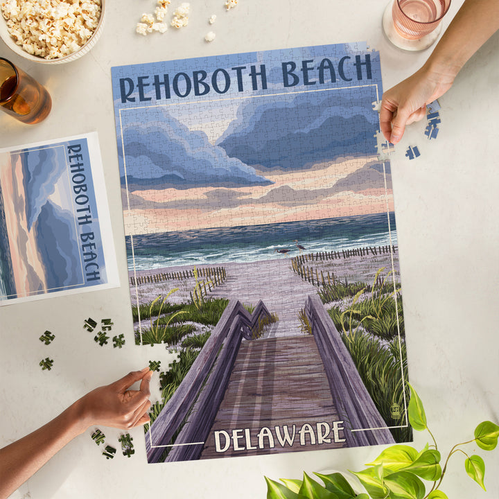 Rehoboth Beach, Delaware, Beach Boardwalk Scene, Jigsaw Puzzle Puzzle Lantern Press 